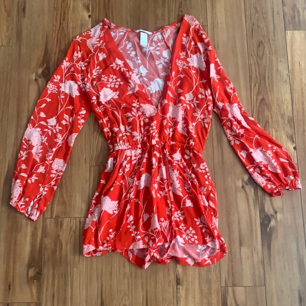 H&M long sleeve floral print romper.